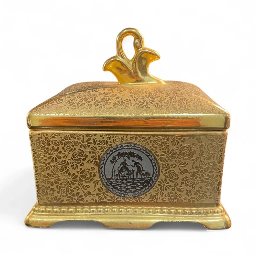 Vintage Le Mieux China 24K Gold & Platinum Trinket Box – Gift Ready